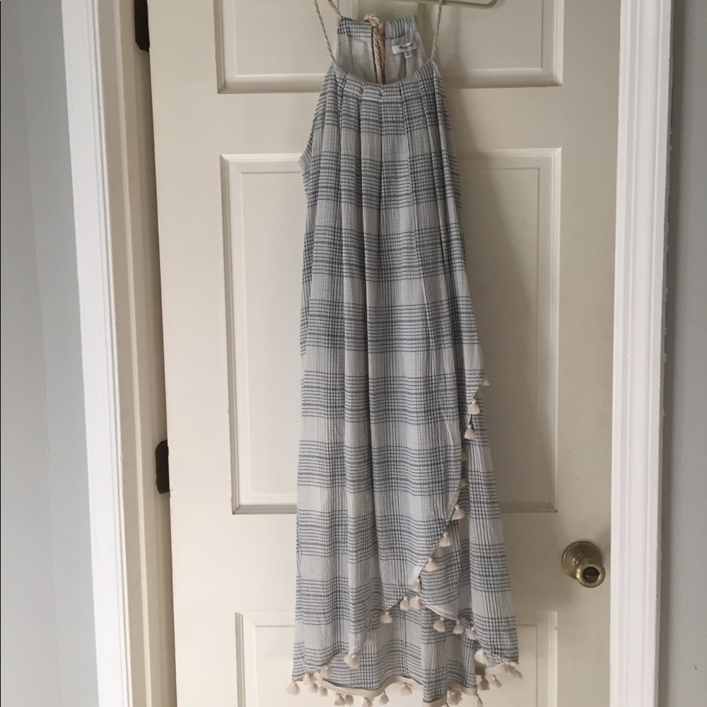 NWT Madewell plaid linen tassel dress